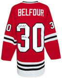 Ed Belfour Signed Red Throwback Custom Hockey Jersey w/HOF 2011 - (SCHWARTZ COA)