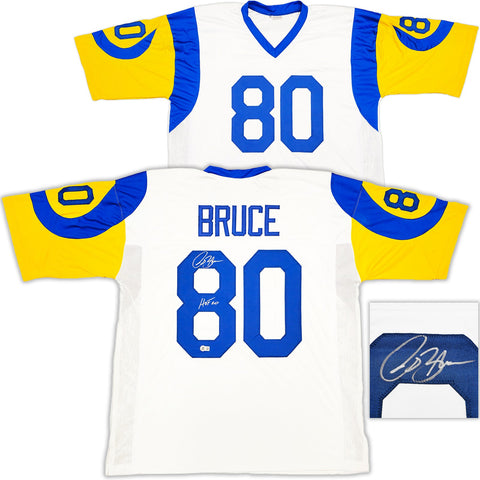 St. Louis Rams Isaac Bruce Autographed Signed White Jersey "HOF 20" Beckett Wit