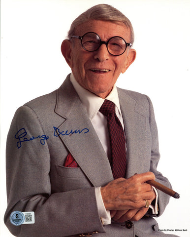 George Burns Autographed/Signed Comedian 8x10 Photo Beckett 57373