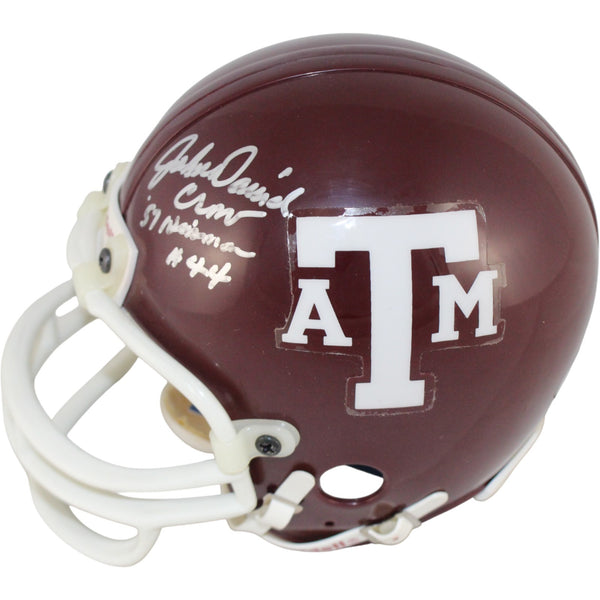 John David Crow Autographed Texas A&M Aggies Mini Helmet Heisman Beckett 52741