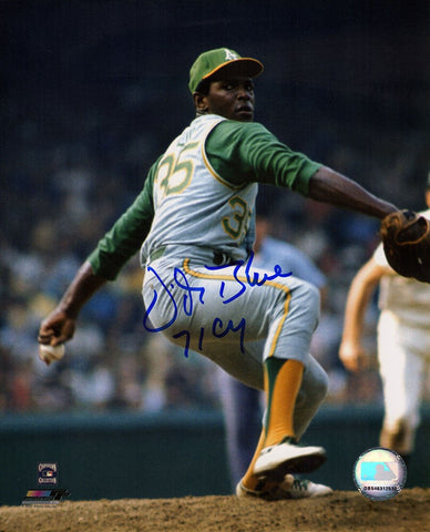 Vida Blue Signed Oakland A's Windup Pitching 8x10 Photo w/71 CY -(SCHWARTZ COA)
