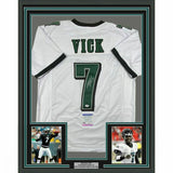 FRAMED Autographed/Signed MICHAEL VICK 33x42 Philadelphia White Jersey PSA COA