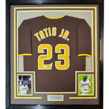 Framed Signed Fernando Tatis Jr. 35x39 Slam SD Brown Jersey JSA COA
