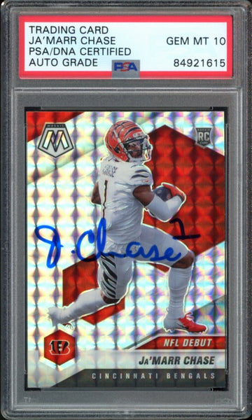 2021 Panini Mosaic Prizm #247 Ja'Marr Chase RC On Card PSA/DNA Auto GEM MINT 10