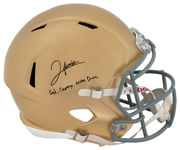 Jordan Faison Signed Notre Dame Riddell Full Size Replica Helmet w/INSC (SS COA)