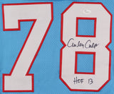 Curley Culp Signed Oilers Career Highlight Stat Jersey Inscribed HOF 13 /JSA COA
