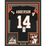 FRAMED Autographed/Signed KEN ANDERSON 33x42 Cincinnati Black Jersey JSA COA