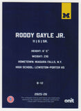 Roddy Gayle Jr. Signed Michigan 2025 Onit Basketball Trading Card #B-12 (SS COA)