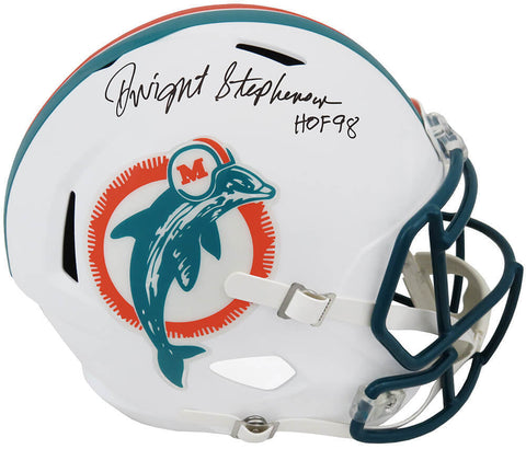 Dwight Stephenson Signed Dolphins T/B Riddell F/S Speed Rep Helmet w/HOF -SS COA