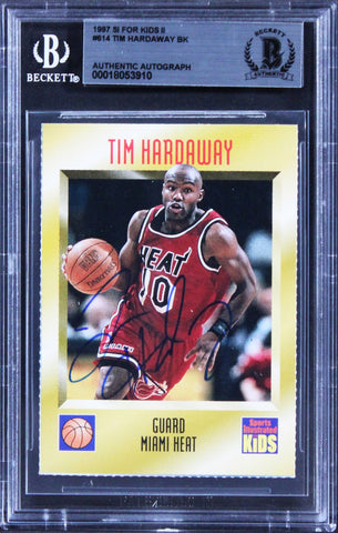 Heat Tim Hardaway Authentic Signed 1997 SI For Kids II #614 Card BAS Slabbed