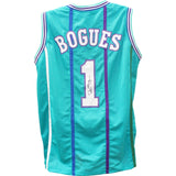 Mugsy Bogues Autographed/Signed Pro Style size XL Teal Jersey JSA 49787