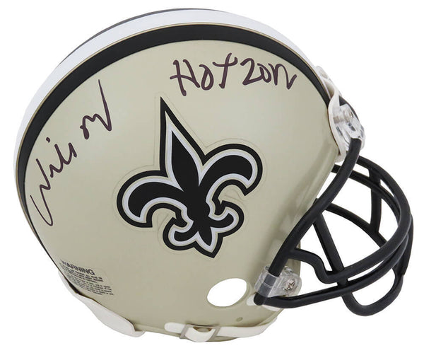 Willie Roaf Signed Saints Riddell Mini Helmet w/HOF 2012