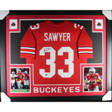 Jack Sawyer Autographed College Style Red Framed Jersey 35x43 Beckett 51238