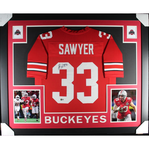Jack Sawyer Autographed College Style Red Framed Jersey 35x43 Beckett 51238