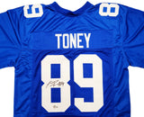 NEW YORK GIANTS KADARIUS TONEY AUTOGRAPHED BLUE JERSEY BECKETT BAS QR 201981