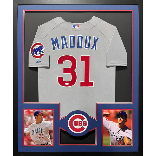 Greg Maddux Autographed Signed Framed Grey Chicago Cubs Jersey JSA