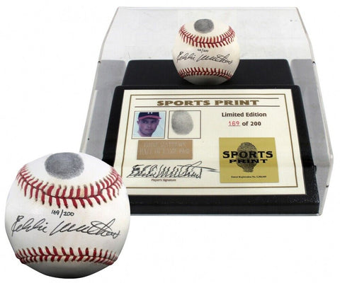 Eddie Mathews Signed LE NL Baseball Display Thumbprint (Beckett) Milwaukee Brave