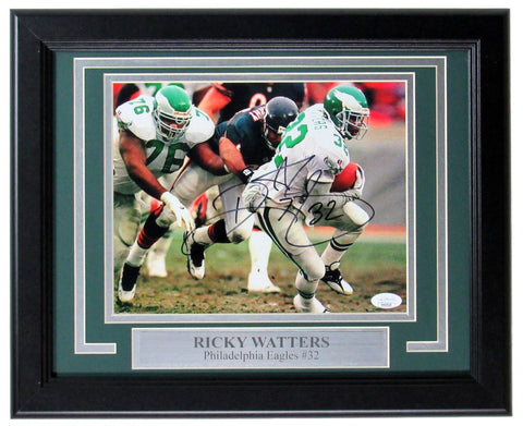 Ricky Watters Eagles Signed/Autographed 8x10 Photo Framed JSA 149969