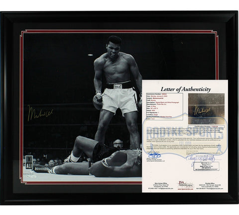 Muhammad Ali Signed Framed 36x44 Liston Knockout Boxing Poster