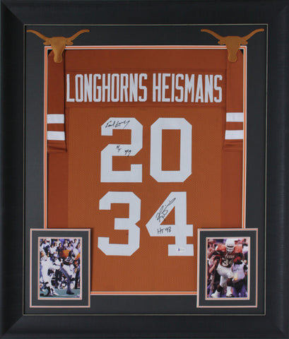 Ricky Williams Earl Campbell Signed Orange Pro Style Framed Jersey BAS Witnessed
