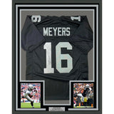 Framed Autographed/Signed Jakobi Meyers 33x42 Oakland Black Jersey BAS COA