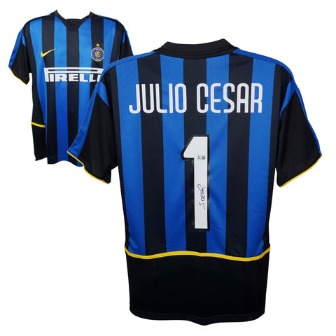 Julio Cesar Signed Inter Milan Home Soccer Jersey #1 with Beckett COA