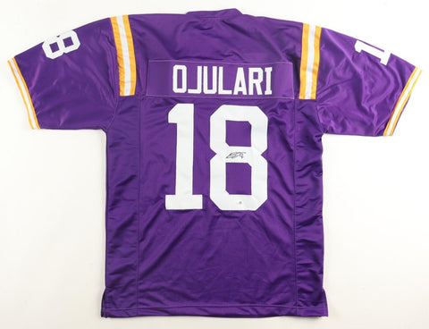 B J Ojulari Signed LSU Tigers Purple Jersey (JSA) Arizona Cardinals Linebacker