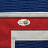SUEDE FRAMED N.Y. RANGERS MIKE RICHTER AUTOGRAPHED 4x INSCRIBED JERSEY JSA COA