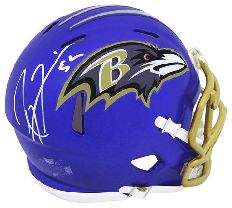 Ray Lewis Signed Baltimore Ravens FLASH Riddell Mini Helmet (White Ink) (SS COA)