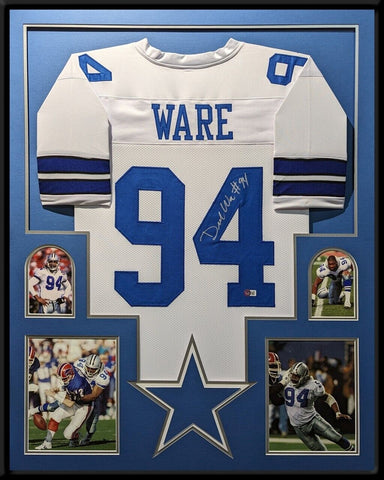 FRAMED DALLAS COWBOYS DEMARCUS WARE AUTOGRAPHED SIGNED JERSEY BECKETT HOLO