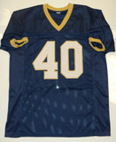 Reggie Brooks Autographed Blue w/ Gold Jersey- JSA W Authenticated