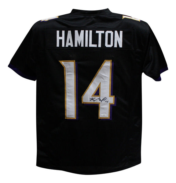 Kyle Hamilton Autographed/Signed Pro Style Black XL Jersey JSA 38913