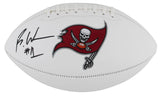 Buccaneers Rachaad White Signed White Panel Logo Football W/ Case BAS Witnessed