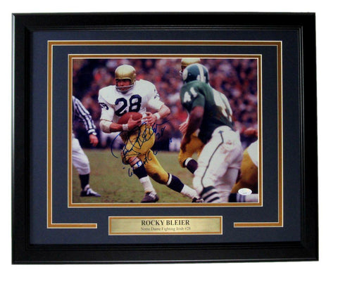 Rocky Bleier Autographed/Inscribed 11x14 Photo Notre Dame Framed JSA