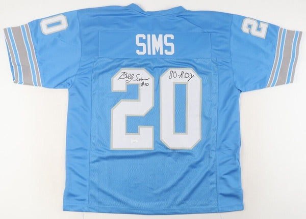 Billy Sims Signed Detroit Lions Jersey Inscribed 80-ROY (JSA COA) 3xPro Bowl RB