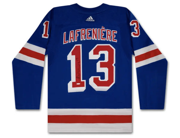 Alexis Lafreniere Autographed New York Rangers Authentic Blue Jersey UDA
