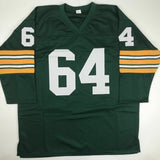 Autographed/Signed JERRY KRAMER HOF 18 Green Bay Green Football Jersey JSA COA