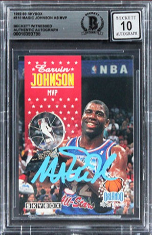 Lakers Magic Johnson Authentic Signed 1992 Skybox #310 Card Auto 10! BAS Slabbed