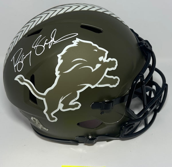 Lions BARRY SANDERS Signed Full Size SALUTE Authentic Speed Helmet AUTO - JSA