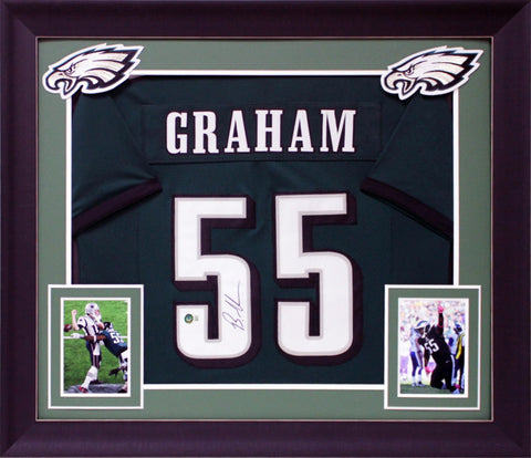 Brandon Graham Authentic Signed Green Pro Style Framed Jersey BAS Witnessed