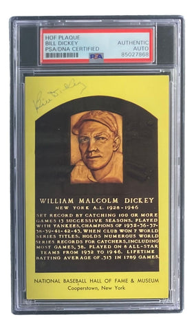 Bill Dickey Signed 4x6 New York Yankees HOF Plaque Card PSA/DNA 85027868