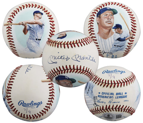 Yankees Mickey Mantle Signed Jolene Jessie Painted OAL Baseball LE #7/9 BAS LOA