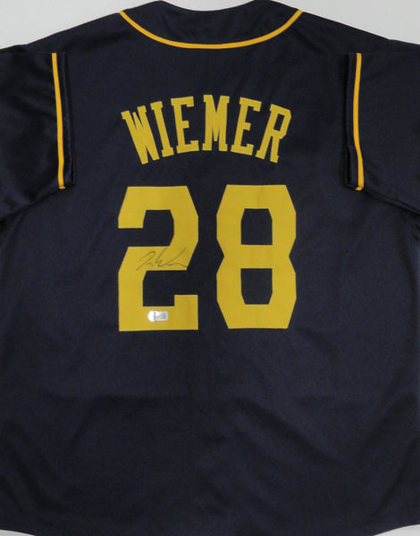 Brewers JOEY WIEMER Signed Custom Replica Blue Milwaukee Jersey AUTO - BAS