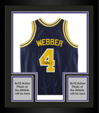 Framed Chris Webber Wolverines Signed Mitchell & Ness Navy 1991-1992 Jersey