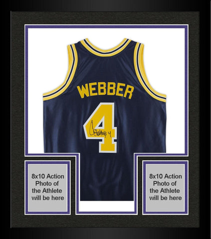Framed Chris Webber Wolverines Signed Mitchell & Ness Navy 1991-1992 Jersey