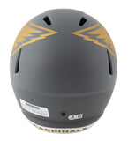 Cardinals Kurt Warner Signed Slate Full Size Speed Rep Helmet W/ Case BAS Wit