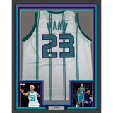 Framed Autographed/Signed Tre Mann 35x39 Charlotte White Jersey Beckett COA