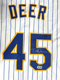 Brewers ROB DEER Signed Custom Replica Pin Stripe Retro Jersey AUTO - BAS