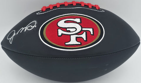 Joe Montana Autographed 49ers Black Logo Football Beckett Witness #WA82198