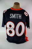 Rod Smith Autographed Broncos Custom Navy Jersey w/ ROF Inscription Beckett
